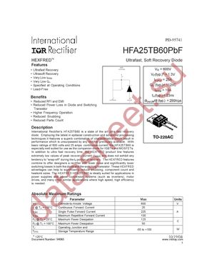 HFA25TB60PBF datasheet  